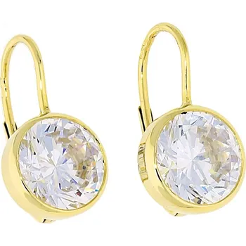 Náušnice Goldstore Zlaté náušnice s kulatým zirkonem 10mm Váha: 4.90 g