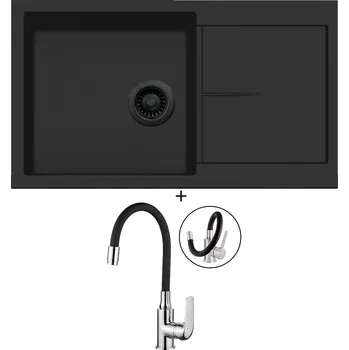 Granitový dřez Granitový dřez SET Sinks INFINITY 860 černá edice + Kuchinox ELZA BKE 761 chrom/černá