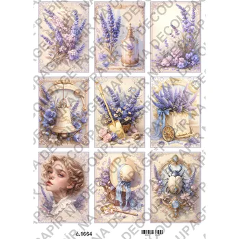 Výtvarný papír Rýžový a soft papír na decoupage - Levandule dekorace - KB01664 Materiál: Rýžový papír, Rozměr: A4