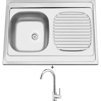 Kuchyňský dřez Nerezový dřez SET Sinks CLP-A 800 M 0,5mm matný + Deante ASTER 062 M chrom
