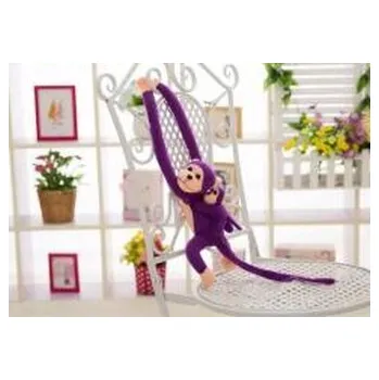 plyšák Maskotka małpka z dzieckiem fioletowa 90cm