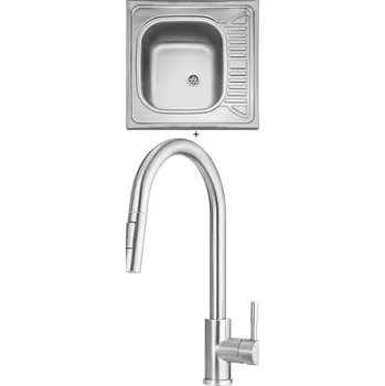 Kuchyňský dřez Nerezový dřez SET Sinks CLP-D 600 M 0,5mm matný + Deante LIMA F72 M nerez