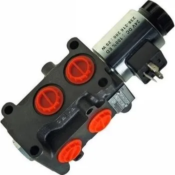 Příslušenství pro stavební techniku Badestnost Hydraulická výhybka s průtokem 50 l/min 24V G1/2" pro třetí funkci, 6/2 cestný elektrohydraulický ventil.