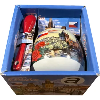 SKANTEX Hrnek s lžičkou s motivem - PRAHA barva: červená