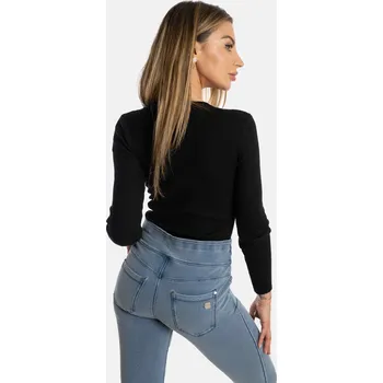 Dámské kalhoty Freddy kalhoty N.O.W.® YOGA v džínově světle modré, slim fit, ohrnující pas, denim žerzej Možnosti velikostí: M