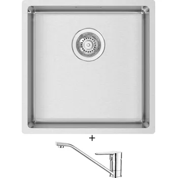 Nerezový dřez Nerezový dřez SET Sinks BOX 440 RO 1mm kartáčovaný + Deante CORIO BFC 060M chrom
