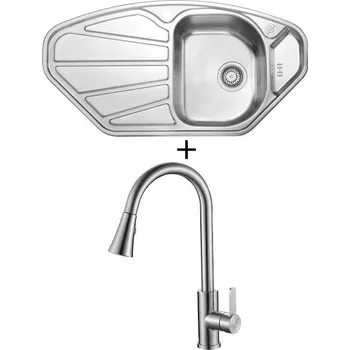 Nerezový dřez Nerezový dřez SET Foster SILVANA 76 tkaná struktura + Laveo BONA BAB 269U nerez