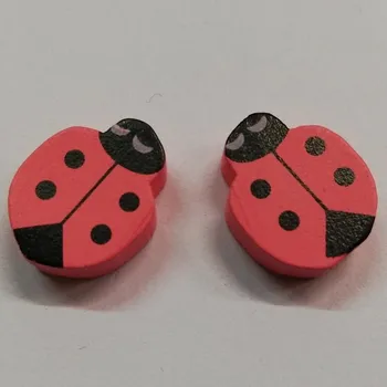 Dětské navlékací korálky Dřevěné korálky - beruška růžová - 14x19mm - 1ks