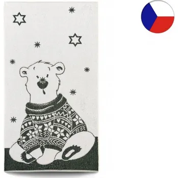 Ručník Vánoční ručník 55x100 ZARA 450g Lední medvěd ve svetru zelený