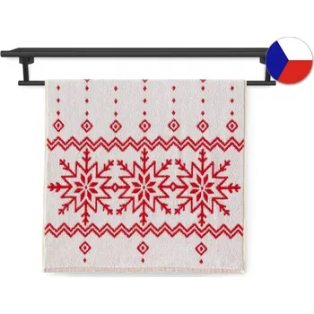 Ručník Vánoční ručník 55x100 ZARA 450g Norský vzor bíločervená
