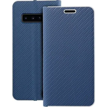Náhradní kryt pro mobilní telefon Kryt Forcell LUNA Book Carbon Samsung Galaxy S10 modrý