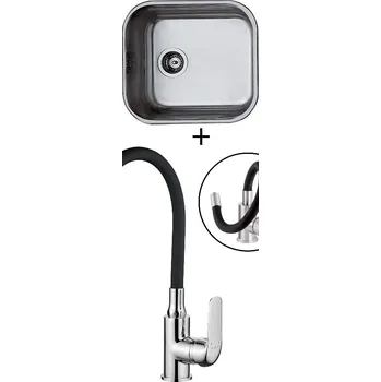 Nerezový dřez Dřez pod desku SET Foster Serie UM 1811 050 nerez + Kuchinox ELZA BKE 761D chrom/černá