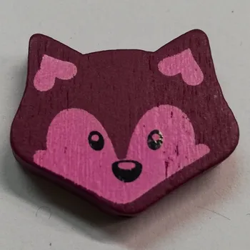 Dětské navlékací korálky Dřevěné korálky - liška fuchsiová - 23x27mm - 1ks