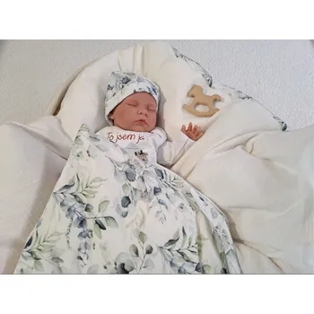 Zavinovačka Pro útulný domov Péřová zavinovačka mušelínová Bílá s lístky TYP zavinovačky: KLASIK, ROZMĚR zavinovačky: 70 x 70 cm