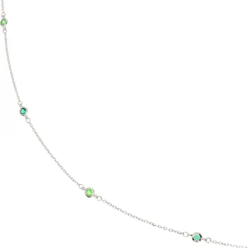 Řetízek Zlatnictví Helios Stříbrný náramek se zelenými zirkony