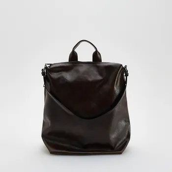 Kabelka Reserved - Koženkový batoh - pudrově hnědá - 727FC-98X - 727FC-98X-ONE