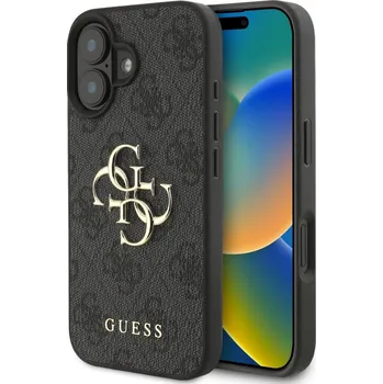 Náhradní kryt pro mobilní telefon Guess PU 4G Metal Logo zadní kryt pro iPhone 16 Grey