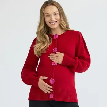 Dámský svetr Reserved - Kardigan s růží - pastelově růžová - 826HD-03X - 826HD-03X-S