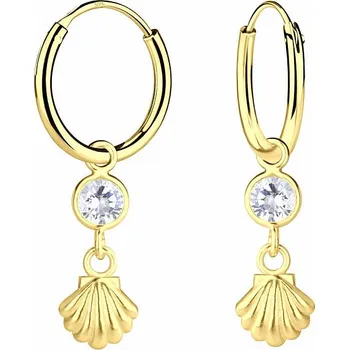 Náušnice Nefertitis 19138 Stříbrné kruhové náušnice 25 mm MUŠLIČKA GOLD 2,5 cm, 0,83 g