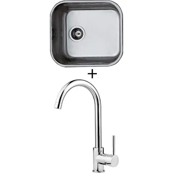 Nerezový dřez Dřez pod desku SET Foster Serie UM 1811 050 nerez + Deante ASTER BCA 062M chrom