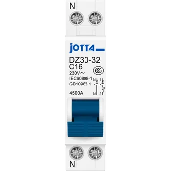 JOTTA DPN 1P+N mini jistič MCB 16A 230V 78x19mm Domácí vzduchový spínač Ochrana proti přetížení a zkratu Snadná montáž na DIN lištu