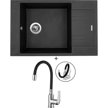 Granitový dřez Granitový dřez SET Sinks VARIO 780 granblack + Kuchinox ELZA BKE 761 chrom/černá