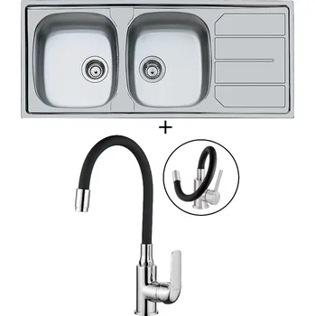 Nerezový dřez Nerezový dřez SET Foster 1000 1812 nerez + Kuchinox ELZA BKE 761D chrom/černá