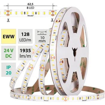 LED páska MCLED Pásek LED SMD2835 EWW, 128LED/m, 11,5W/m, DC 24V, 1935lm/m, CRI90, IP20, 10mm, 5m ML-126.068.90.0