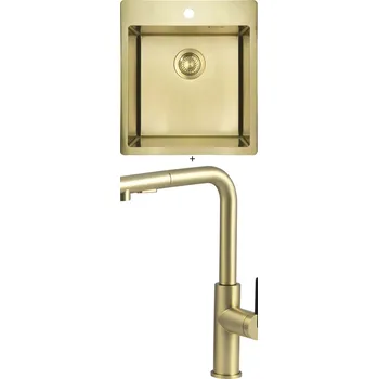 Nerezový dřez Nerezový dřez SET Deante OLFATO ZPO R10A zlatá + Deante MOMI BKM R73M nerez zlatá