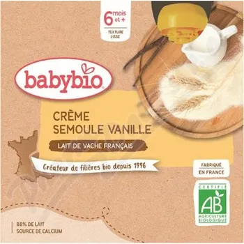 Dětská výživa BABYBIO kravské mléko-krupice-vanilka 6m+ 4x85g