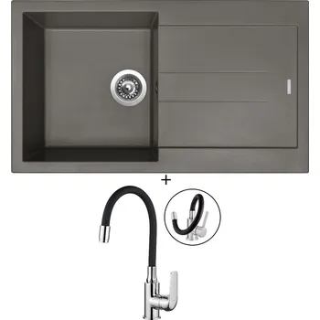 Granitový dřez Granitový dřez SET Sinks AMANDA 860 nanotruffle + Kuchinox ELZA BKE 761 chrom/černá