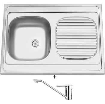 Kuchyňský dřez Nerezový dřez SET Sinks CLP-A 800 M 0,5mm matný + Deante CORIO BFC 060M chrom