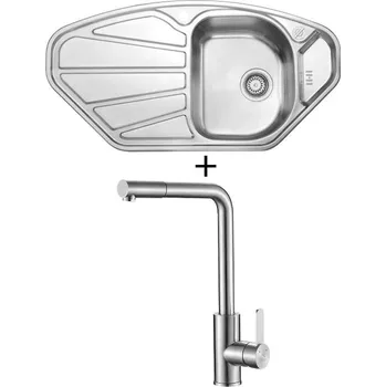 Nerezový dřez Nerezový dřez SET Foster SILVANA 76 tkaná struktura + Laveo BONA BAB 269D nerez
