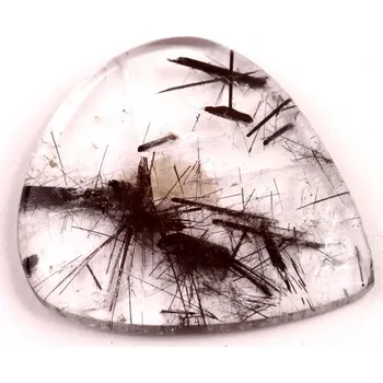 Přírodní kámen Kabošon Black Rutile č.6165 (34x31x5mm)