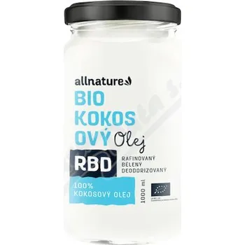 Rostlinný olej Allnature RBD Kokosový olej bez vůně BIO 1000ml