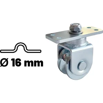 Pojezdové kolečko Vodící kolečko 58mm pro U-profil 16, otočné s plotnou