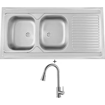 Nerezový dřez Nerezový dřez SET Sinks CLP-A 1200 DUO M 0,6mm matný + Laveo BONA BAB 269U nerez