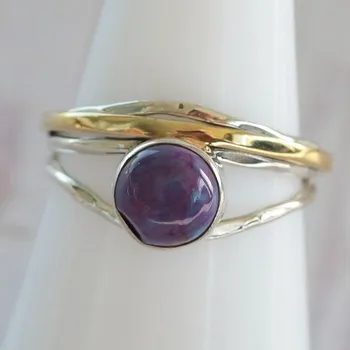 Přívěsek Tyrkys purpurový prsten pozlacené stříbro Ag 925 62323 55 mm (US 7,5), 2,8 g