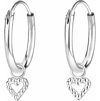 Náušnice Nefertitis 10609 Stříbrné náušnice LITTLE HEART 12 mm 1,2 cm, 0,5 g Stříbrné