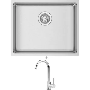 Nerezový dřez Nerezový dřez SET Sinks BOX 540 RO 1mm kartáčovaný + Deante ASTER 062 M chrom