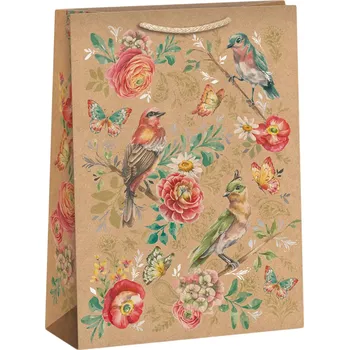 Deštník Taška dárková Ptáčci 31x42cm papírová Natur Eco-Friendly