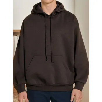 Pánský svetr Sinsay - Hoodie s komfortním střihem - hnědá - 2327O-98X - 2327O-98X-L