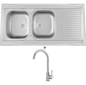 Nerezový dřez Nerezový dřez SET Sinks CLP-A 1200 DUO M 0,6mm matný + Deante LIMA BBM F62M nerez