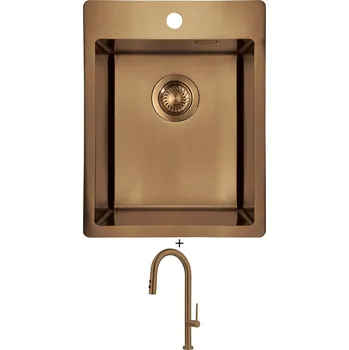 Kuchyňský dřez Nerezový dřez SET Deante OLFATO ZPO C10E měď + Deante OLFATO BQO C72M měď