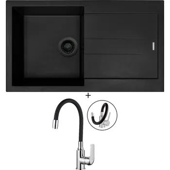 Granitový dřez Granitový dřez SET Sinks AMANDA 860 černá edice + Kuchinox ELZA BKE 761 chrom/černá