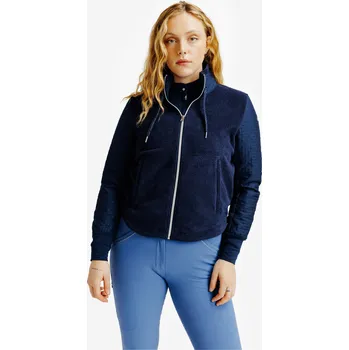Dámská mikina FOUGANZA Dámská zimní hřejivá jezdecká mikina 500 na zip M MODRÁ