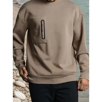 Pánská mikina Sinsay - Mikina s kulatým výstřihem - hnědá - 916EU-74X - 916EU-74X-XL