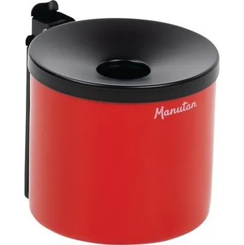 Venkovní odpadkový koš Nástěnný popelník Manutan Expert Round, červený + Prodloužená záruka na 10 let