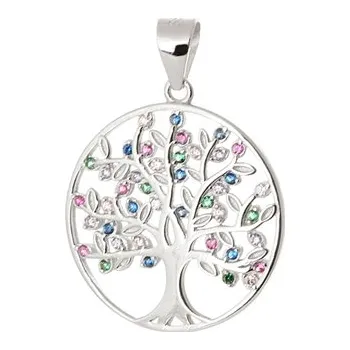 Přívěsek Stříbrný přívěšek strom života s barevnými zirkony 79826F