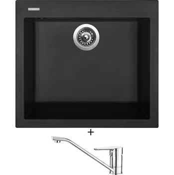 Granitový dřez Granitový dřez SET Sinks CUBE 560 nanoblack + Deante CORIO BFC 060M chrom